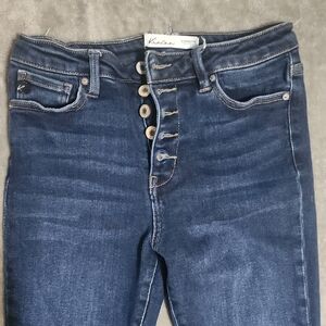 Kancan womens Mid Rise Button Fly Skinny Jeans